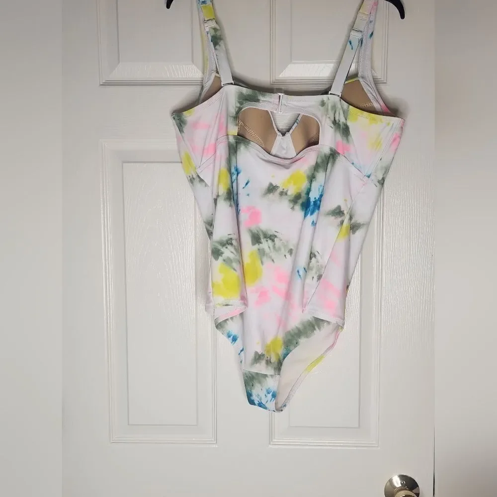 Old Navy 2XL Tie Dye Colorful High Cut Lined Women’s Piece Swimsuit